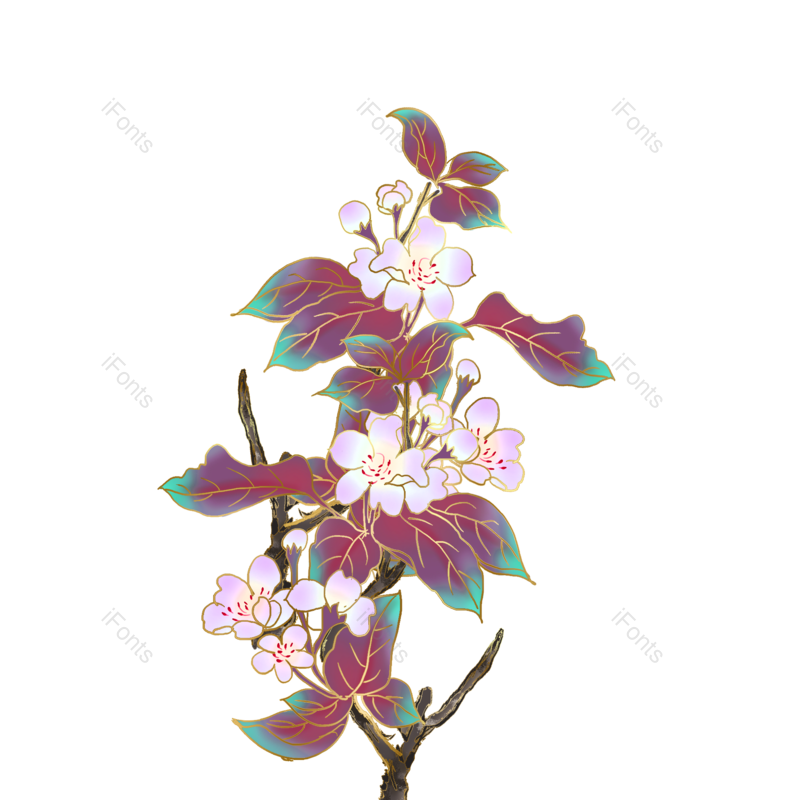 树叶图片,工笔画元素,PNG,免抠素材